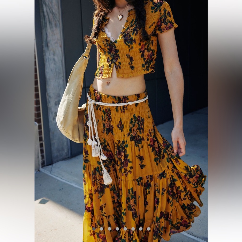NWT Free People Blooming Romance Set Goldenrod Combo XL - Picture 2 of 9
